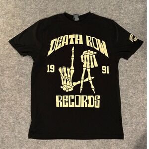 Death Row Records LA Skeleton Hand Graphic T-Shirt Black Mens Small Hip Hop 1991